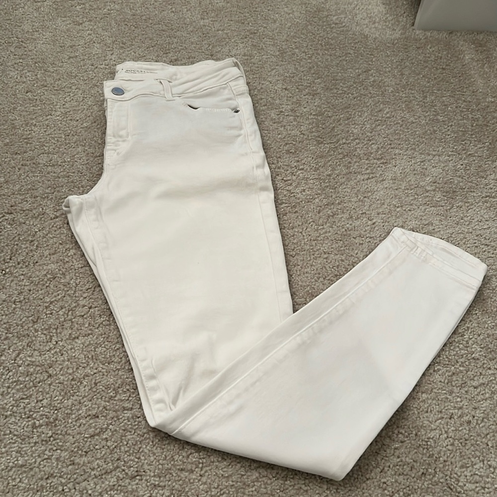 Old Navy, skinny jeans and white. Mid rise.